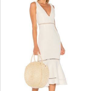 Nicholas White Bandage Plunge Midi dress